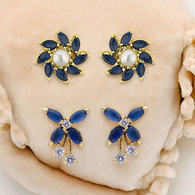 "Gala Combo of 2 Pair Earrings - JPER-23-934 - Click here to View more details about this Product